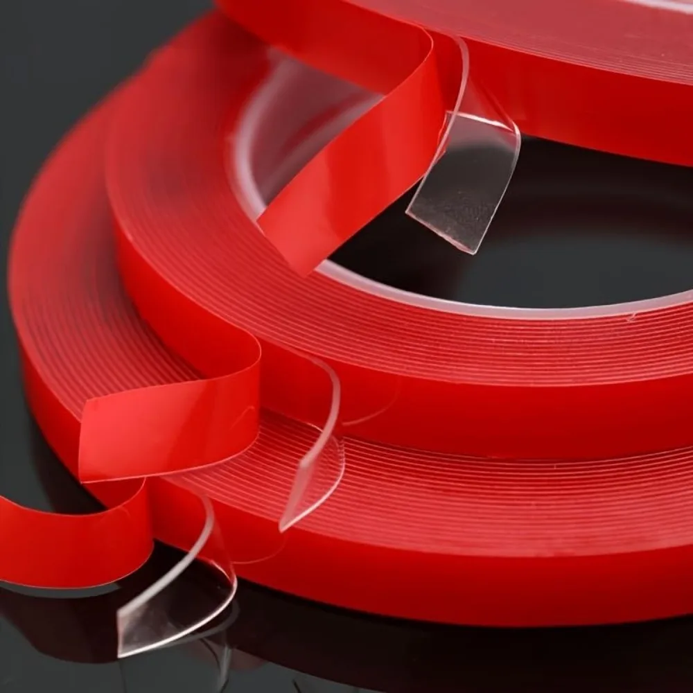6-30cm Width Transparent Double Sided Tape 3meter Red Film Acrylic Heavy Duty Tape for Wall Mounting Car Decor DIY Crafts