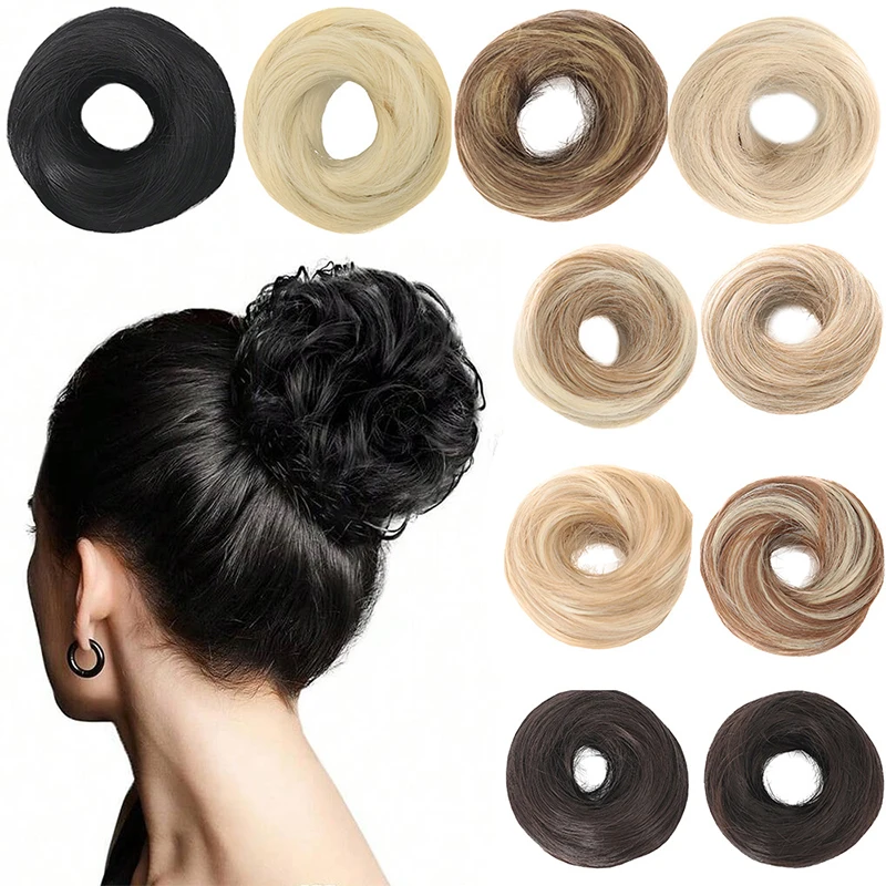 Wig bag fluffy donut natural elastic synthetic fiber package bun head meatball head fake headband