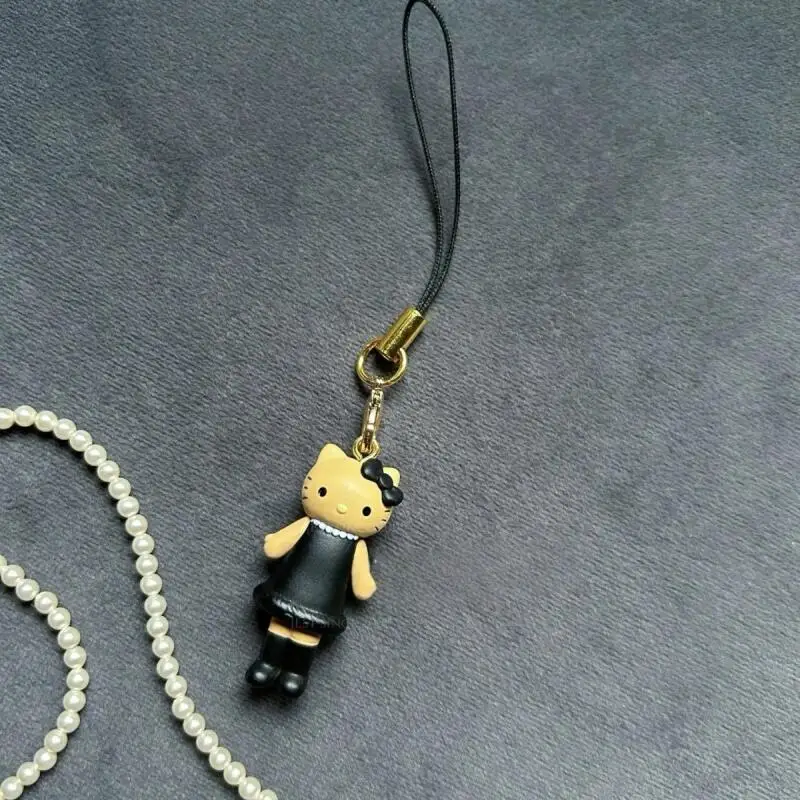 

Sanrio черная кожа Hello Kitty длинные ноги аксессуары на молнии Kawaii рюкзак брелок для девочек подарок на день рождения креативные периферийные устройства