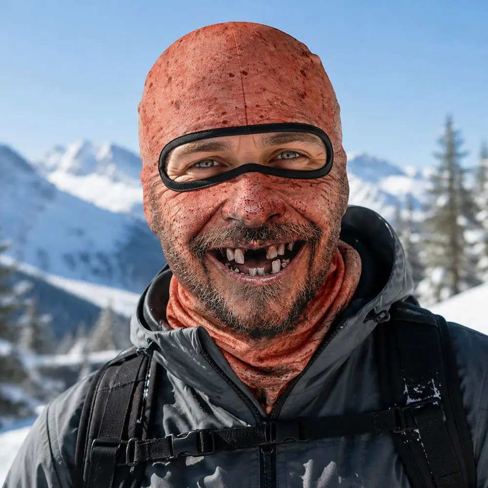 Old Man Pattern Ski Mask 3D Face Printed Keep Warm Balaclava Breathable Elastic Full Face Mask for Winter Outdoor Sports Cycling