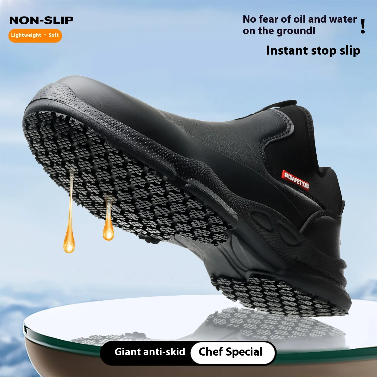 Men's Winter Slip & Oil Resistant Chef Shoes, Restaurant Back-of-House Work Shoes, Comfortable Lightweight Kitchen Footwear