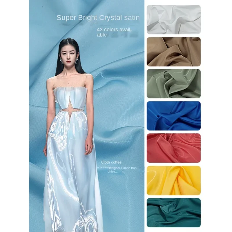 

Ultra Bright Glossy Satin Fabric Smooth Dress Camisole Dress Clothing Designer Fabrics Cloth for Diy Sewing Material