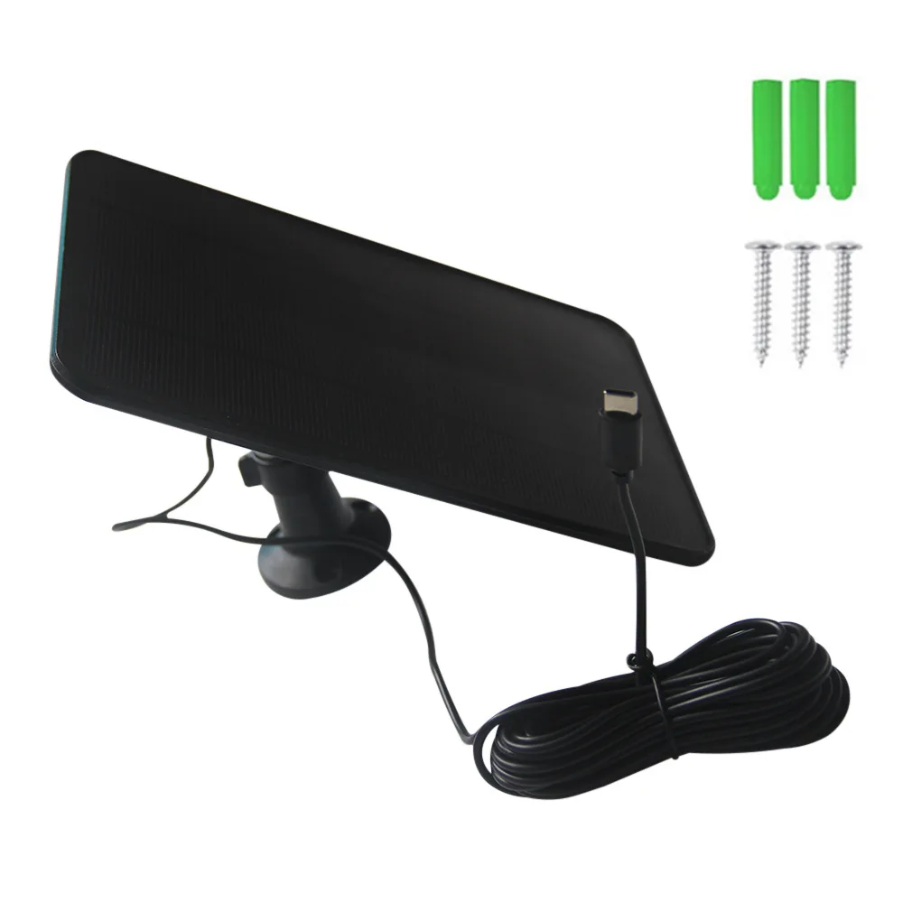6W 5V Solar Panel For Smart Security Camera Doorbell Energy Harvesting Outdoor Power Charger USB DC Port Efficient