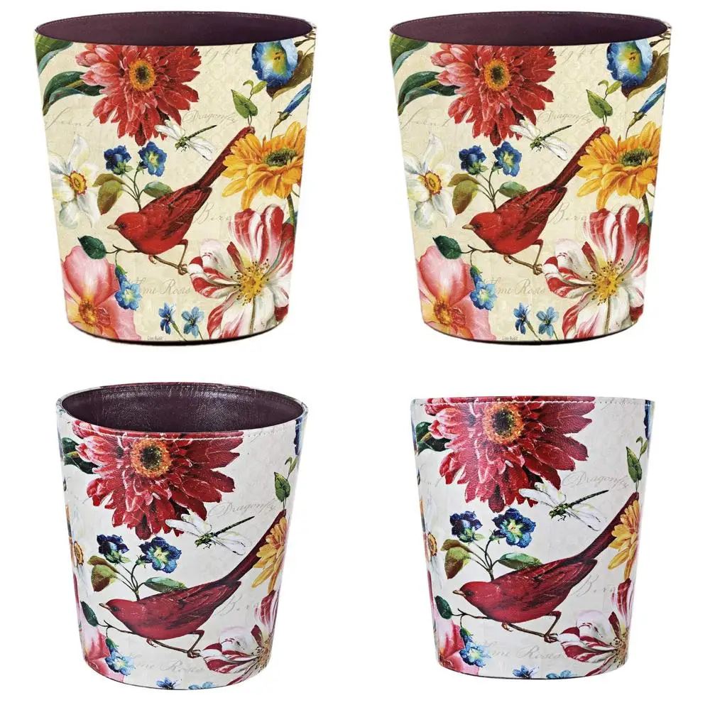 

Винтажный мусорный бак на 10 л, водонепроницаемая мусорная корзина для дома и офиса, подходит для различных помещений - красная птица