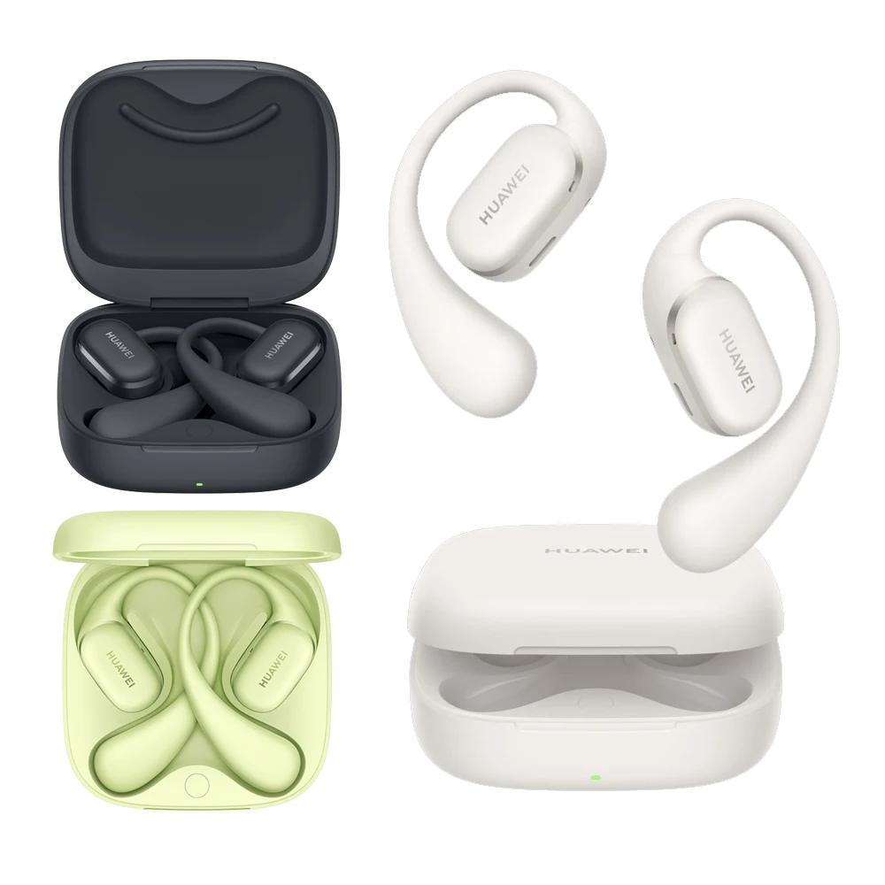 Huawei FreeArc سماعة أذن لاسلكية بتصميم مفتوح ، سماعة أذن لاسلكية ، سماعة أذن Punchy Bass ، حتى 28 ساعة مع علبة بطارية ، سيليكون سائل صديق للجلد