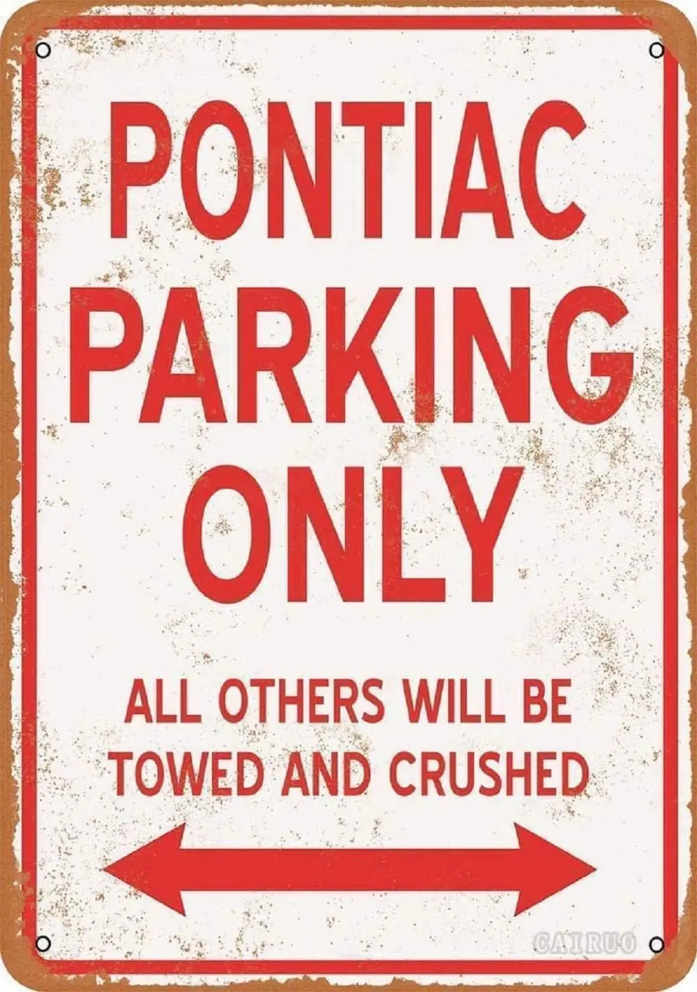 Tin Sign Pontiac Parking Only Vintage Look 8 X 12 Metal Signs for Home Garden Bar Cafe