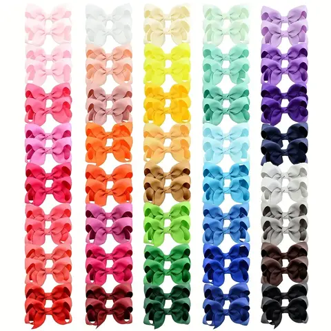 สุ่มผสมแพ็ค 40 ชิ้น Macaron สีโบว์ฟองดอกไม้คลิปจระเข้ Surprise อุปกรณ์เสริมผมชุดสําหรับหญิง