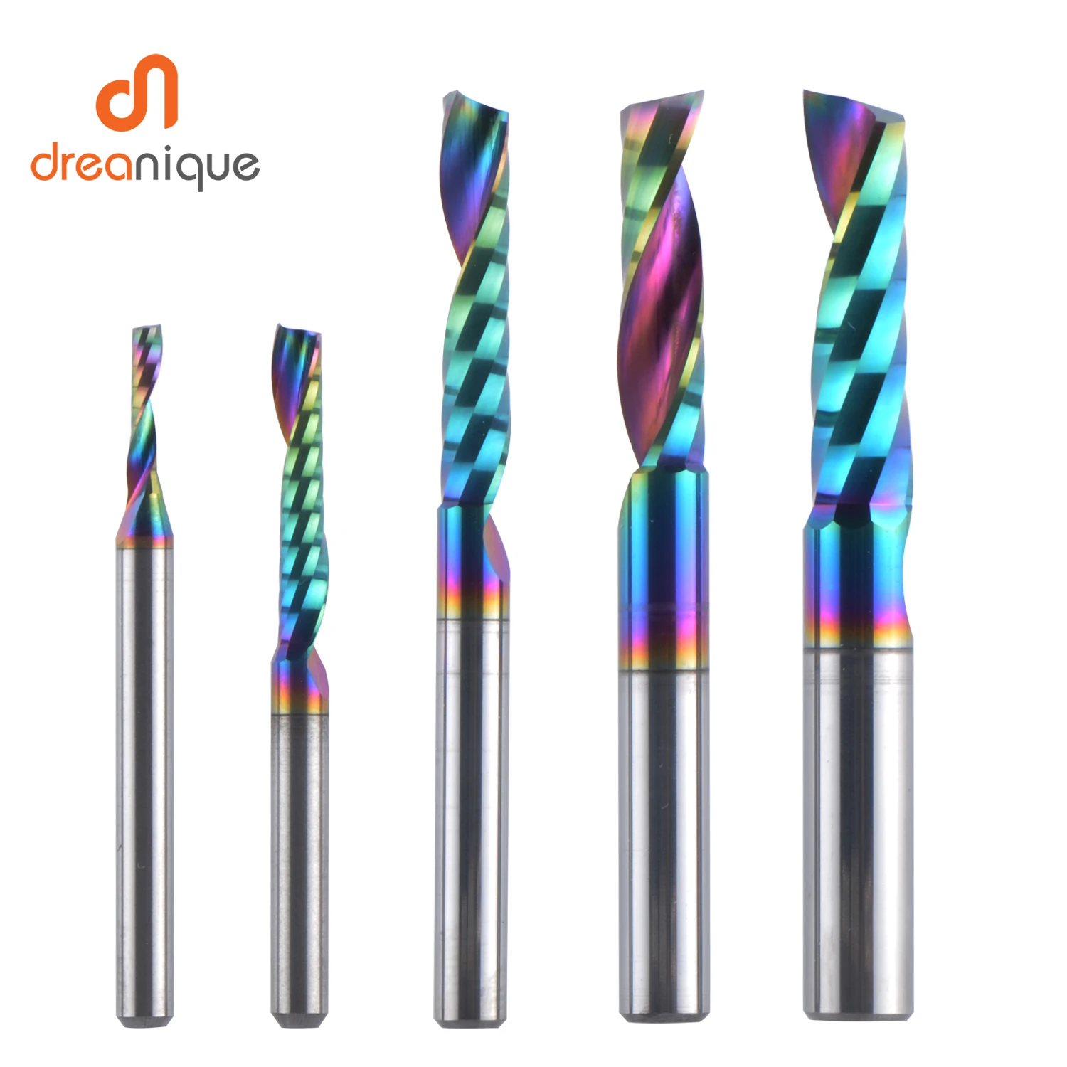 Peça Fresa Espiral de Carboneto de Flauta Única Aaaaa 3.175 mm Moinho de Alumínio Cnc Gravura 3d Carpintaria Revestimento Acrílico Dlc 1