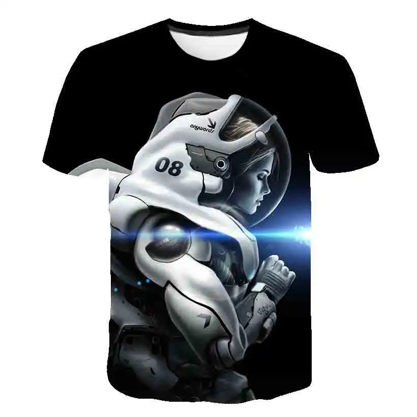 3d Print Kids Summer Astronaut Tees T-shirts for Boys and Girls Casual Short Sleeve Children 1-14 Years Old Astronaut Tops Tees