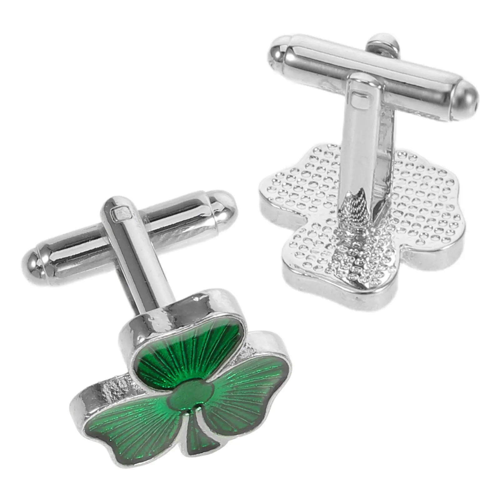 Green Shamrock Cufflinks for Men – Irish Clover Style Formal Shirt Accessories, Wedding & St Patrick’s Day