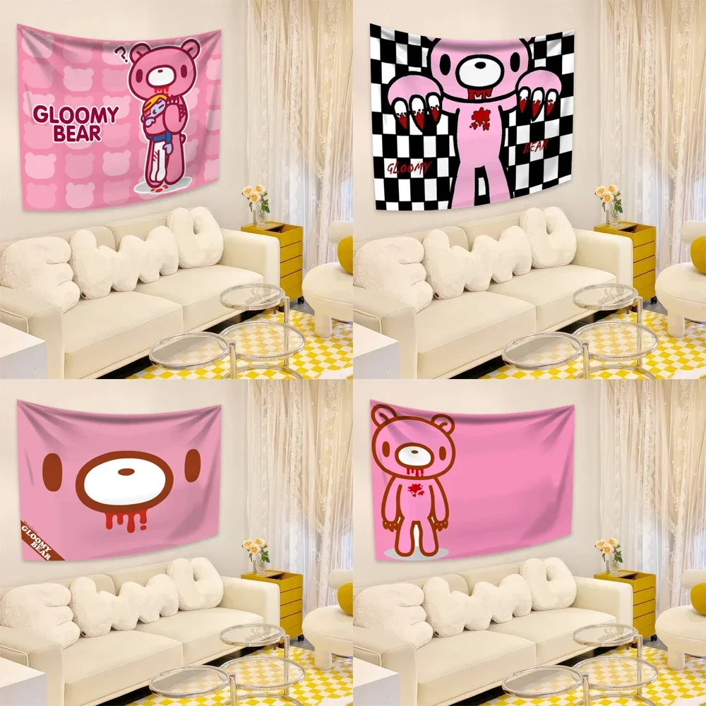 3x5ft Kawaii G-Gloomy Bear Tapestry Anime Tapestry Wiszący Tarot Hippie Dorm Dekoracja wisząca Bohemian Hippie Decor