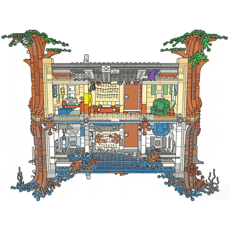 

Alternative dimension building block set, 2287 pieces, inverted building block pattern, Christmas decoration