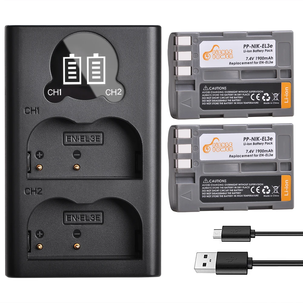 

EN-EL3e EN-EL3 EL3e Battery LED USB Dual Charger with Type C Port For Nikon D300S D300 D100 D200 D700 D70S D80 D90 D50 L50