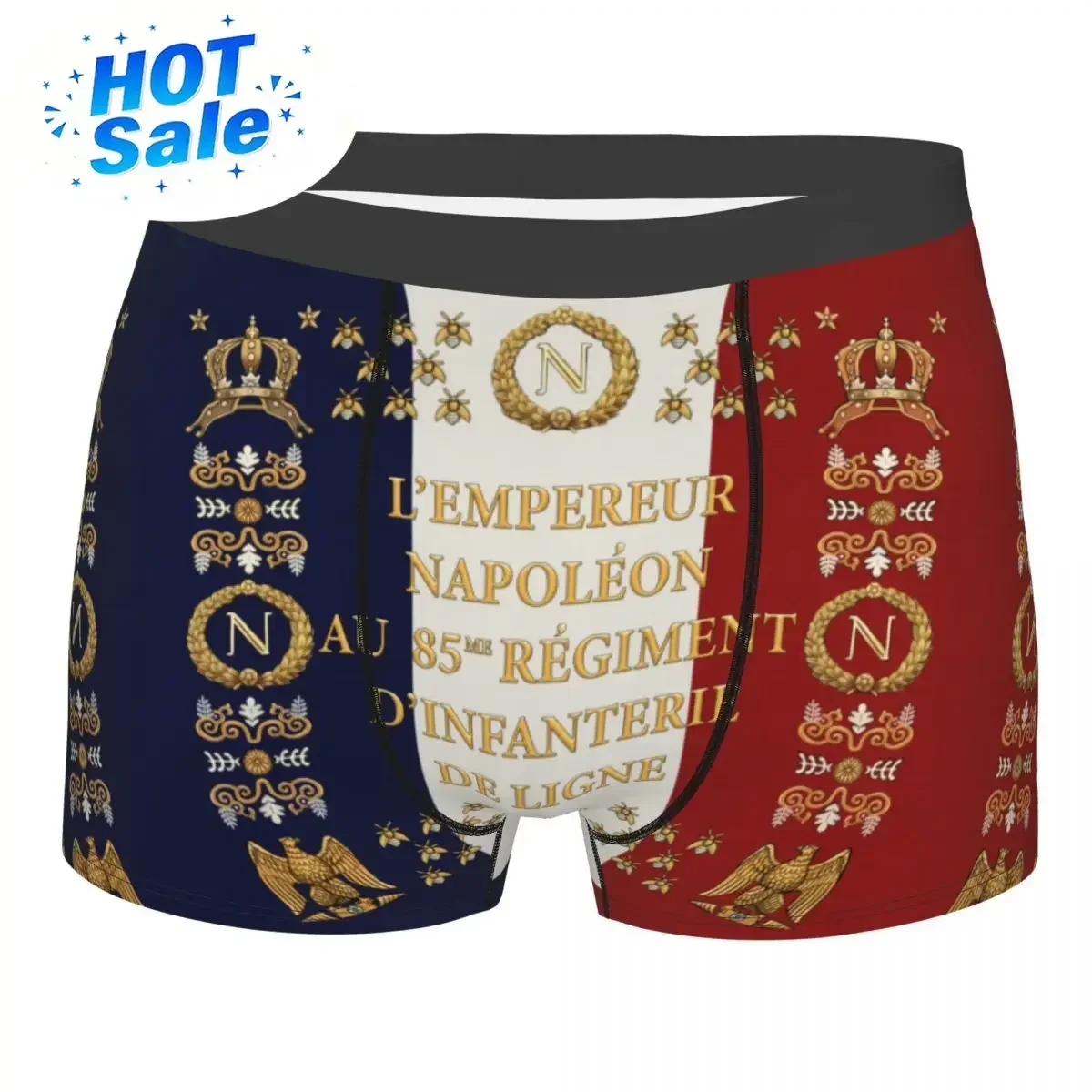Custom Napoleonic French 85th Regimental Flag Underwear France Fleur De Lis Boxer Briefs Breathbale Shorts Panties Underpants