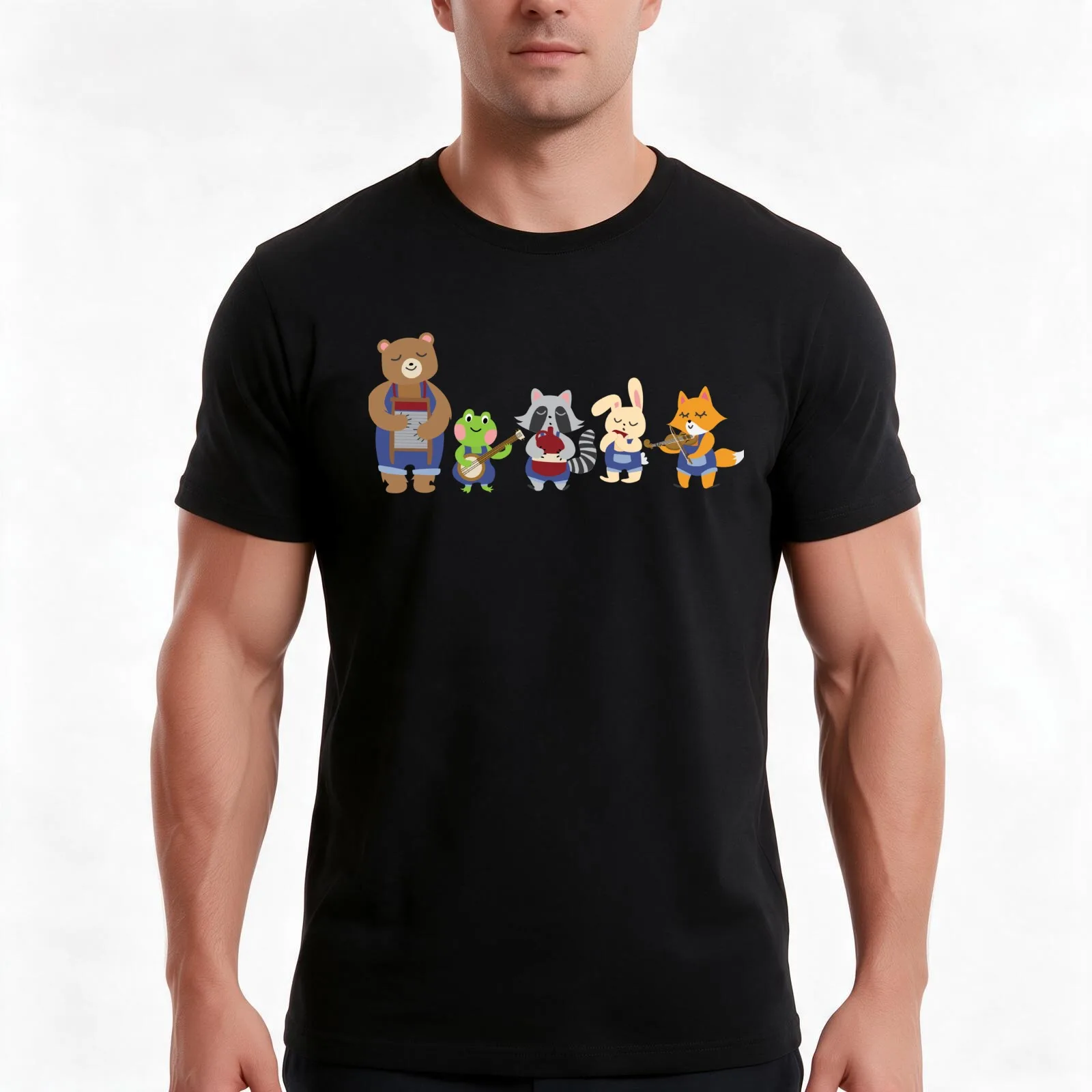 The Bluegrass Band T-Shirt, Summer Casual Cotton Tee, Oversized Streetwear Tops, Vintage Graphic Print, Loose Fit Short Sleeve