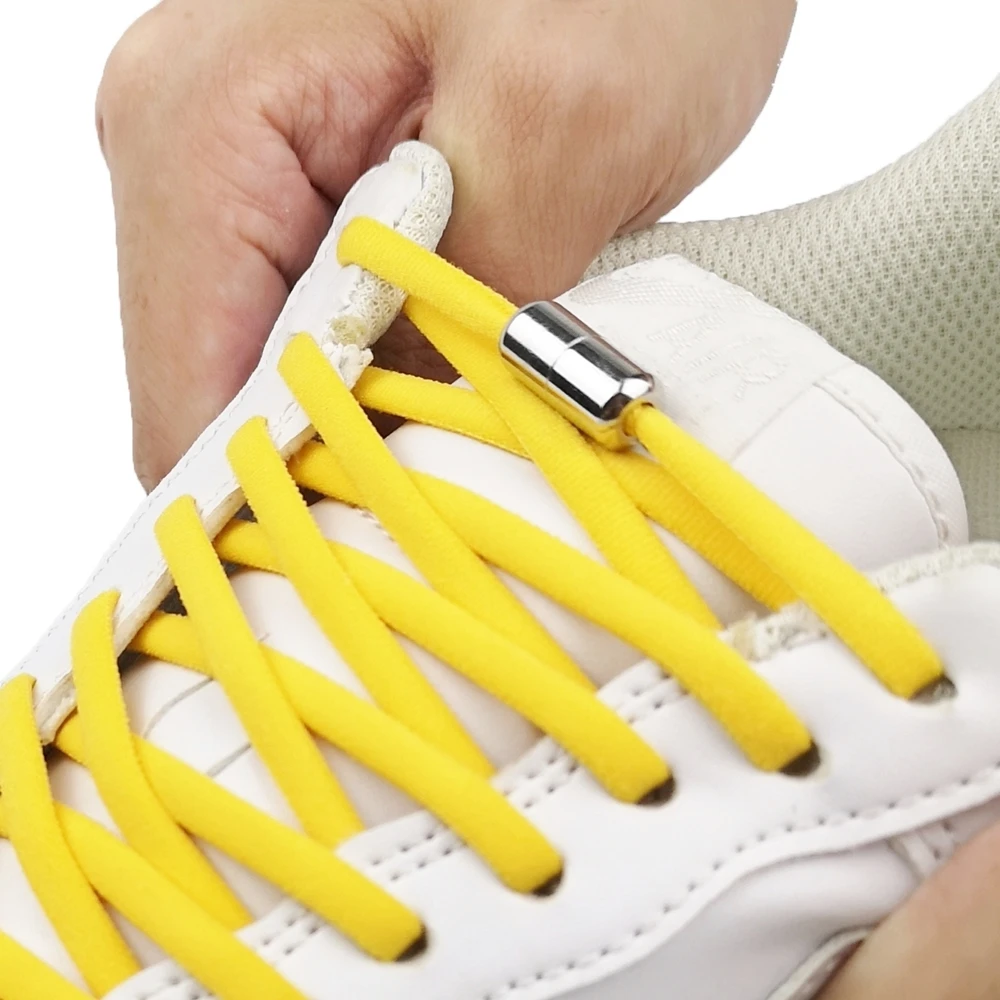 1Pair No tie Shoelaces Semicircle Shoe Laces For Kids and Adult Sneakers Elastic Shoelace Quick Lazy Metal Lock Laces