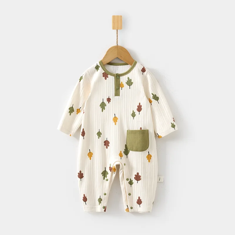 Baby Jumpsuit Baby Newborn Boneless Spring and Autumn Pure Cotton Romper Jacquard Infant Children's Wear Pullover Romper