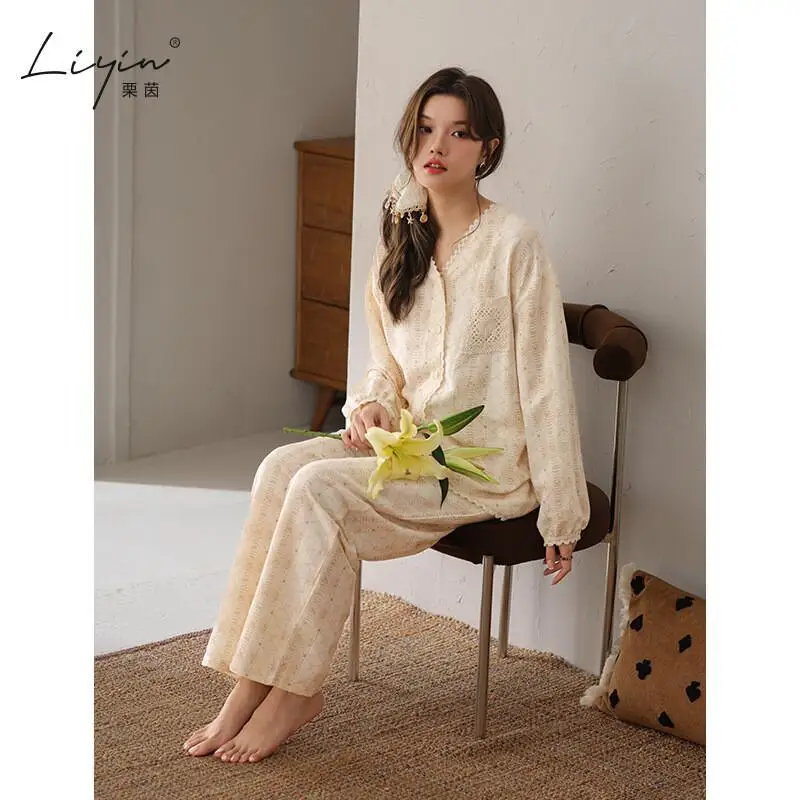 PJs Set ventilare il sonno Set pigiama da donna Pigiama invernale caldo da donna Pigiama per vestiti per la casa alla moda Set pigiama carino e morbido