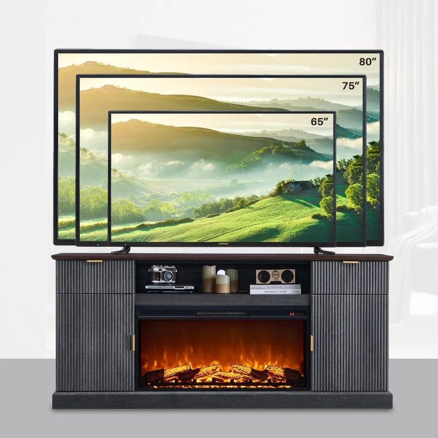 حامل تلفزيون 31 مدفأة مخددة مع 36 مدفأة كهربائية لمركز الترفيه الحديث للتلفزيون مقاس 80 بوصة مع درجين وأدجو #4