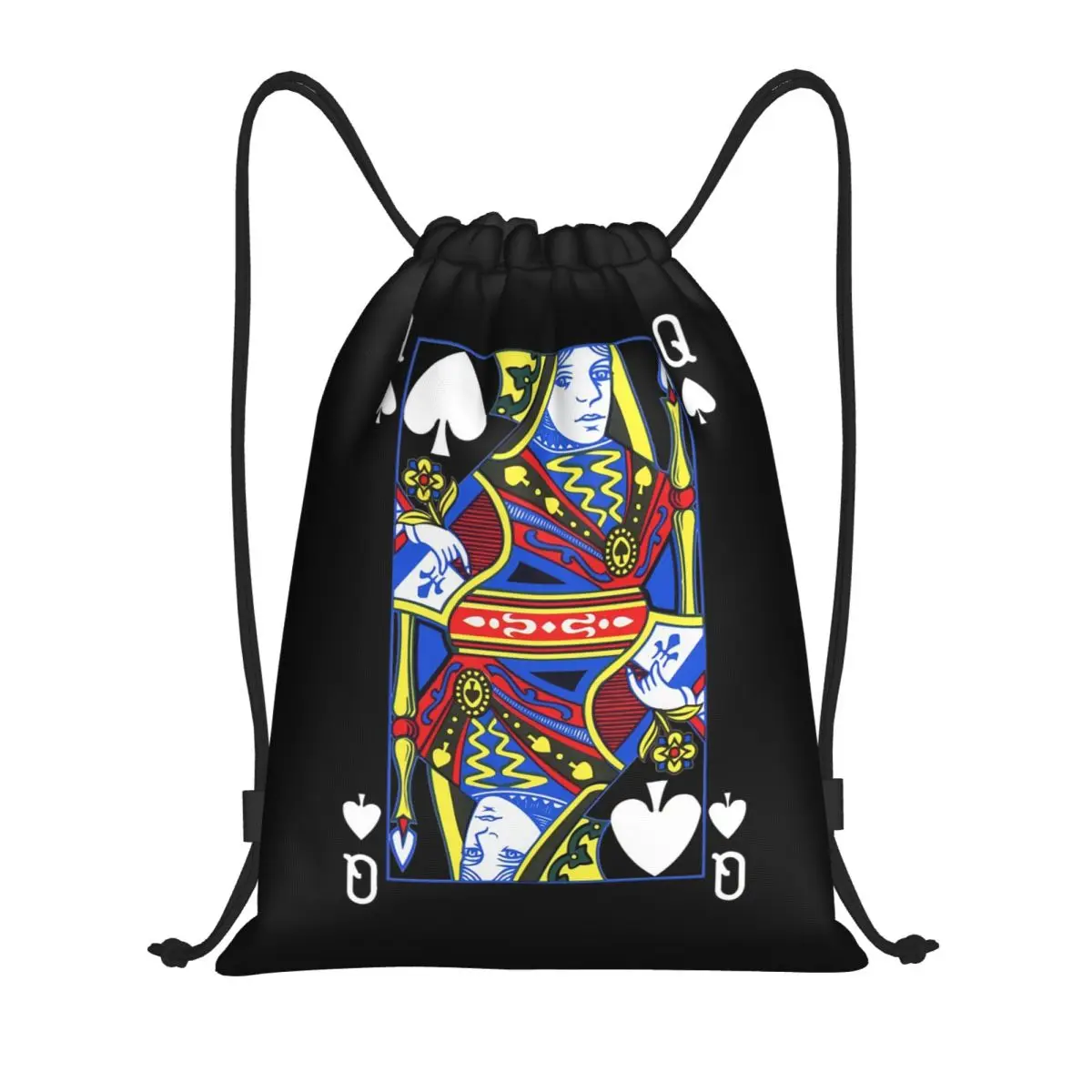 Queen Of Spades Poker Shirt Group Halloween Costume Deck Of Cards Backpacks Casual Drawstring Bags Sports Bag Book Bags School