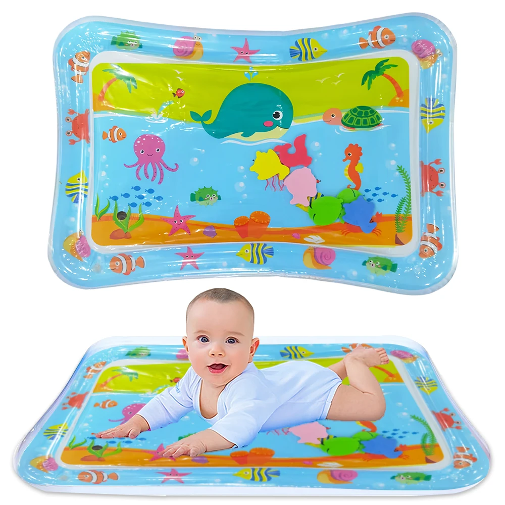 1pc Blue Whale Inflatable PVC Playing Water Mat Baby Toddler Pad Early Education Activity Toys Mat Cushion Gift