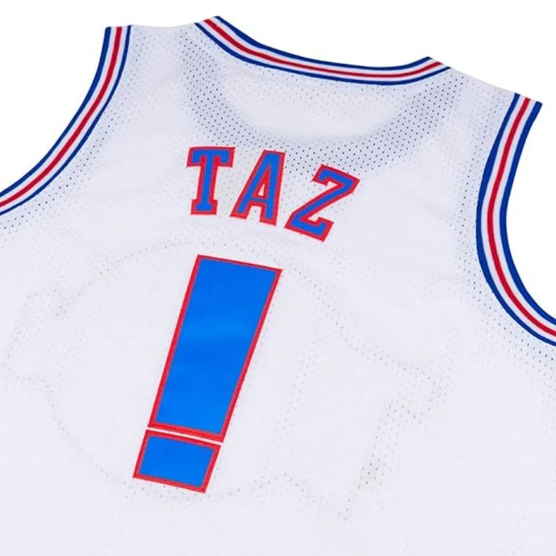 Movie Space Jam #! TAZ Cosplay Tune Squad Bunny Basketball Jersey Halloween Shirts for Party White/Black S-3XL