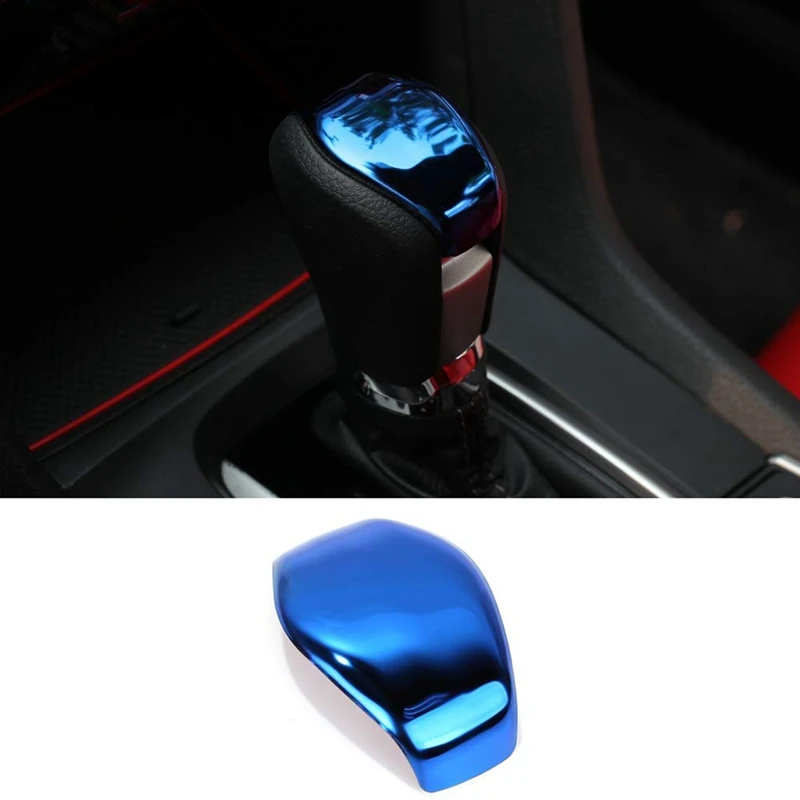 Automatic Transmission Gear Knob Cover Sticker Sequins Decorative For 10Th Gen Honda Civic 2019 2018 2017 2016, Blue