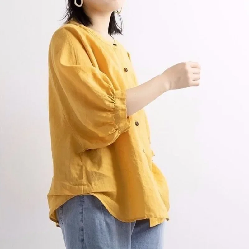 Women Shirts Casual Summer Ulzzang Vintage Temperament Simple Basic Blusas Mujer Popular Classic Fashion Korean Sty Elegant Tops