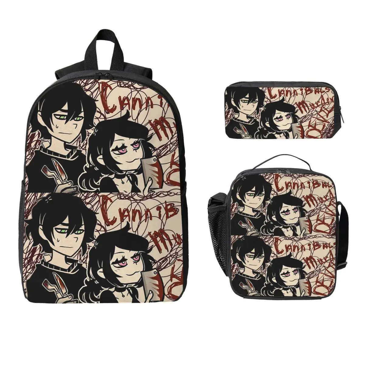 Ashley And Andrew The Coffin Of Andy And Leyley Backpack Boys Girls BookBag School Bag 3ps Insulated Lunch Bag Pencil Case