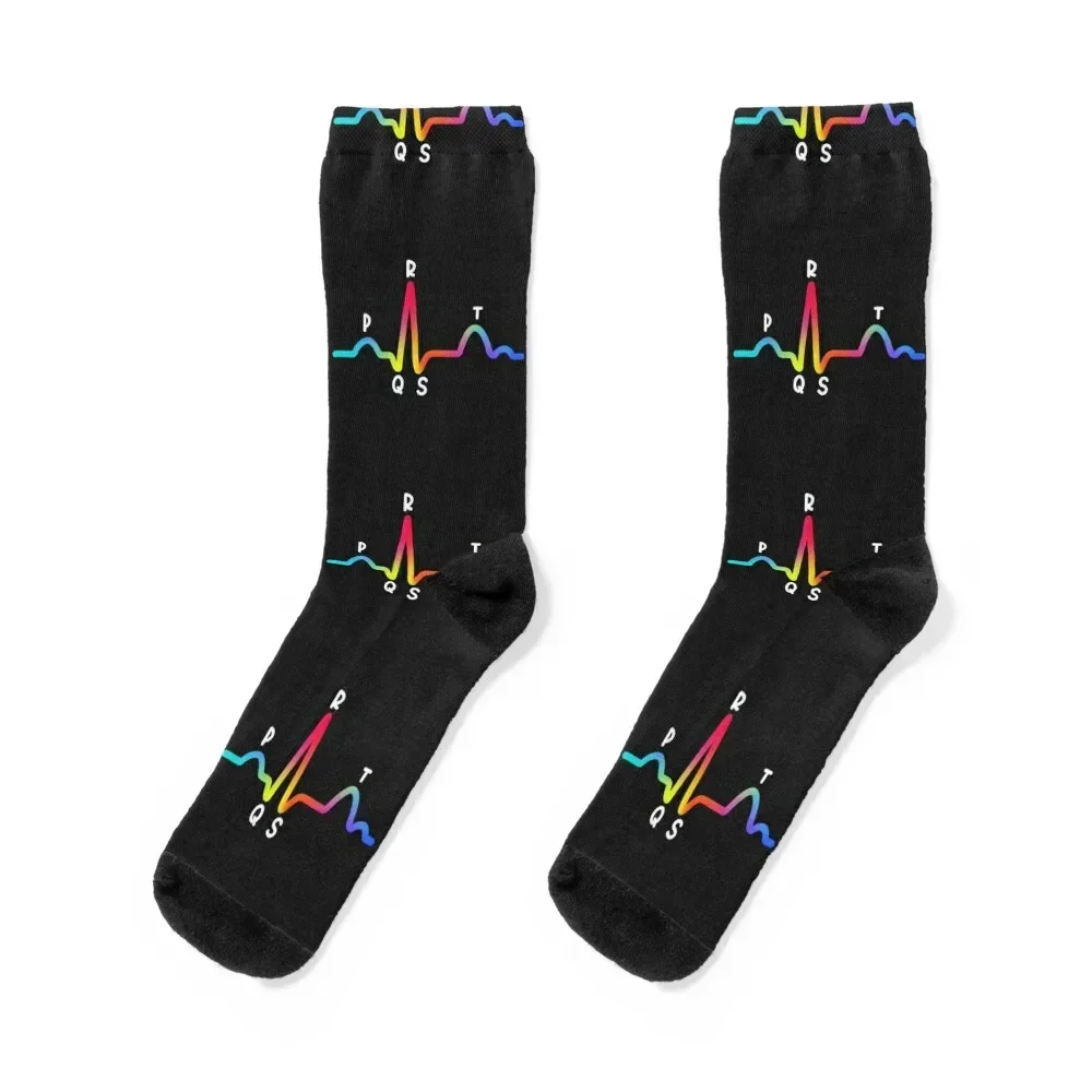 

Hand Drawn Normal Electrocardiogram ECG Rainbow Socks luxury with print essential ankle Mens Socks Women's