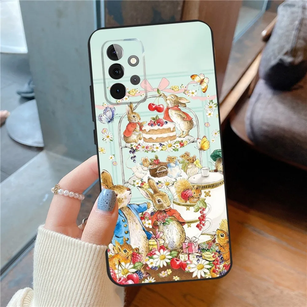 Cute P-Peter R-Rabbit  Phone Case For SamsungS24,23,22,21,S20 Ultra Pro 10,S30Plus,S9,20lite Ultra Black Cover