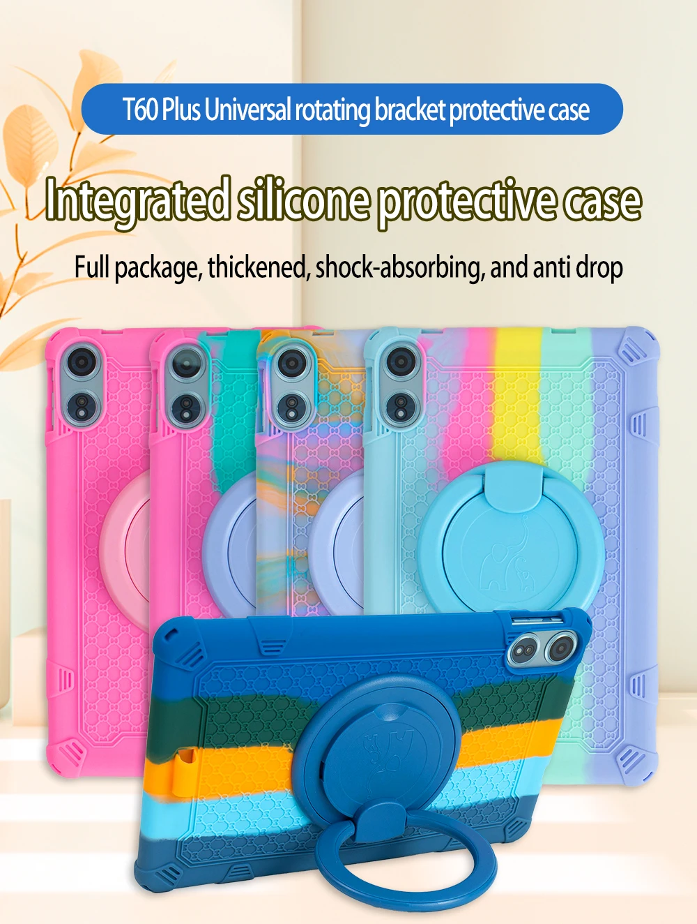 Case For Teclast T60 Plus 2024 12 inch 360 Rotatable Stand Cover With Handle  Strap Funda Kids Safe Soft Silicone Case