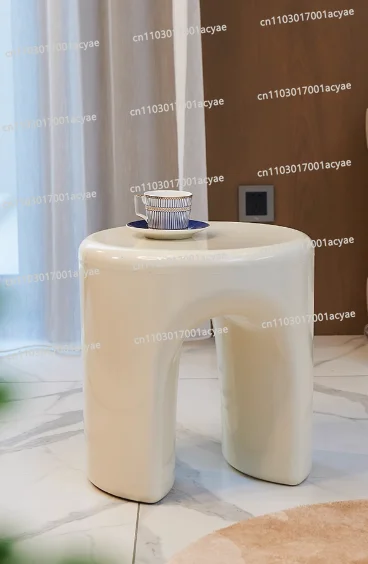 Modern Low Round Stool  Simple Nordic Design with Decorative Tray Edge for Living Room & Apartment