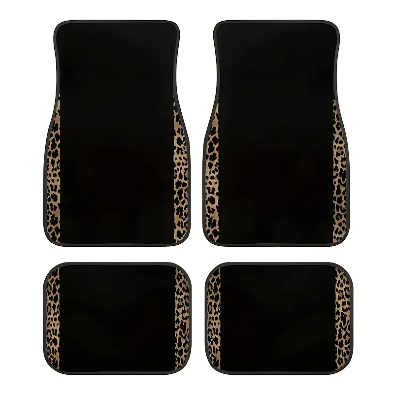 4pcs Leopard Print Pattern High Quality Car Floor Mats - Absorbent, Non-Slip, Hand Washable And Durable, Perfect Choice For Seda