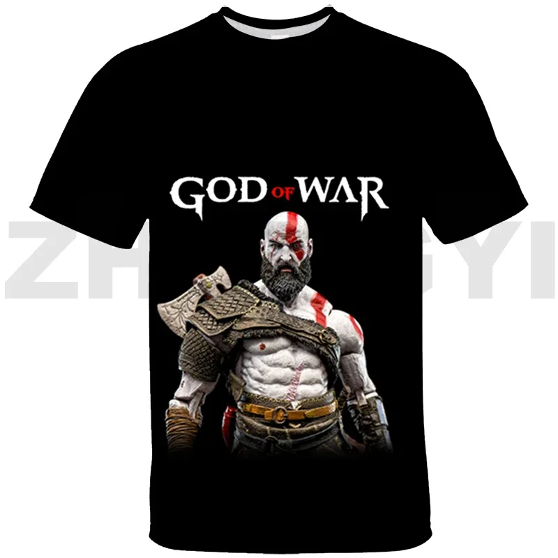 Fashion Man God of War 3D T-shirt Teens Kratos Short Sleeve Harajuku Anime Oversized T Shirt Female Clothing Kids Cartoon Tees