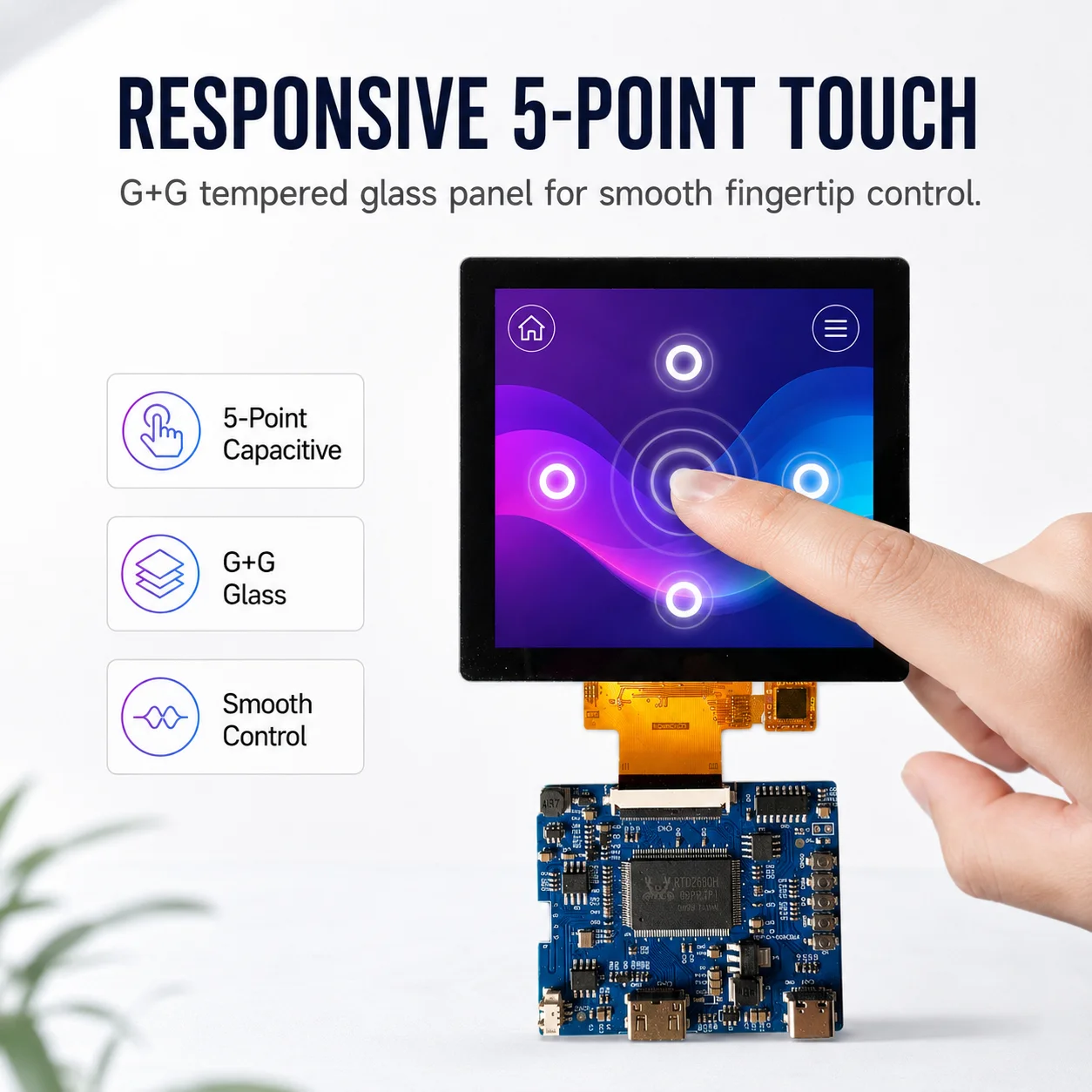 LESOWN Kit de Pantalla 4 inch 480x480 1:1 miniHDTV Driver Board Plug and Play Audio Speaker for Desktop Rig