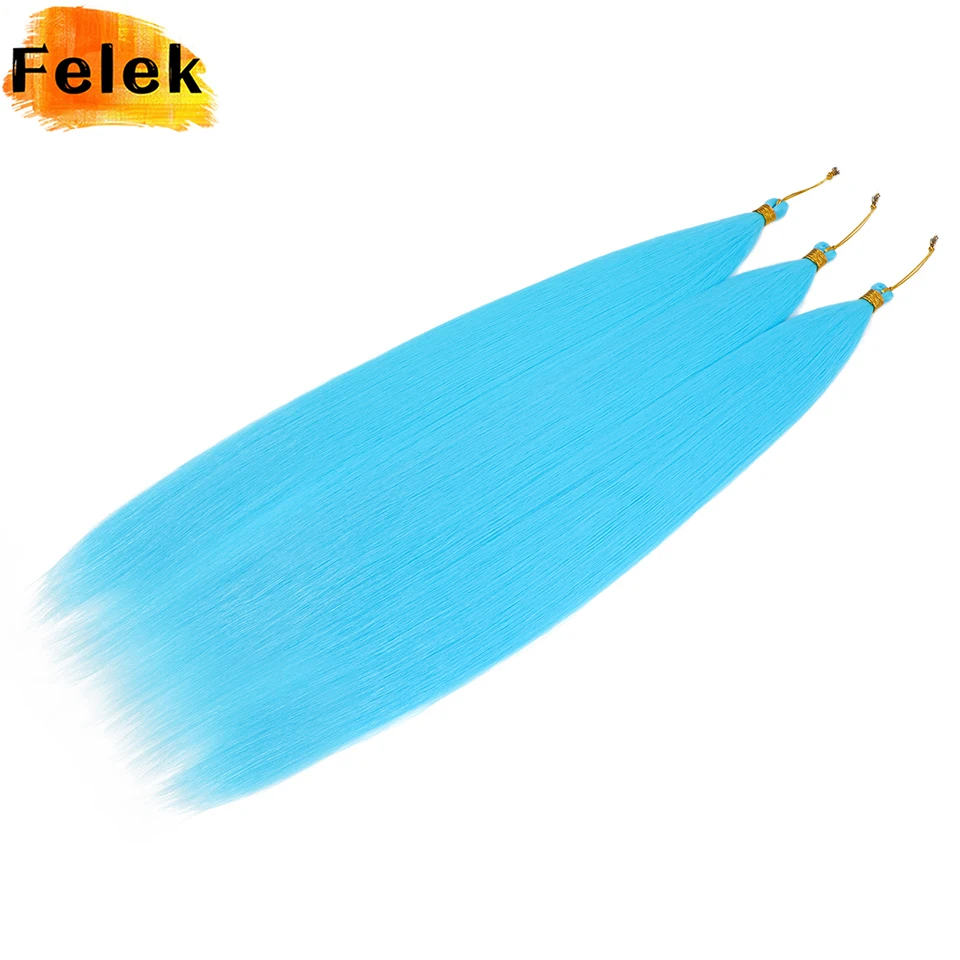 Blue Pink Ariel Straight Braiding Hair Extensions 3Pcs Synthetic Knitted Hair Bundle For Braids 30Inch Ombre Purple Crochet Hair