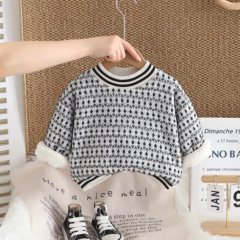 

Boys Woolen Sweater Jacket Cotton Windbreak 2025 Cute Plus Thicken Autumn Winter Outwear School Teenagers Warm Children's Clothi