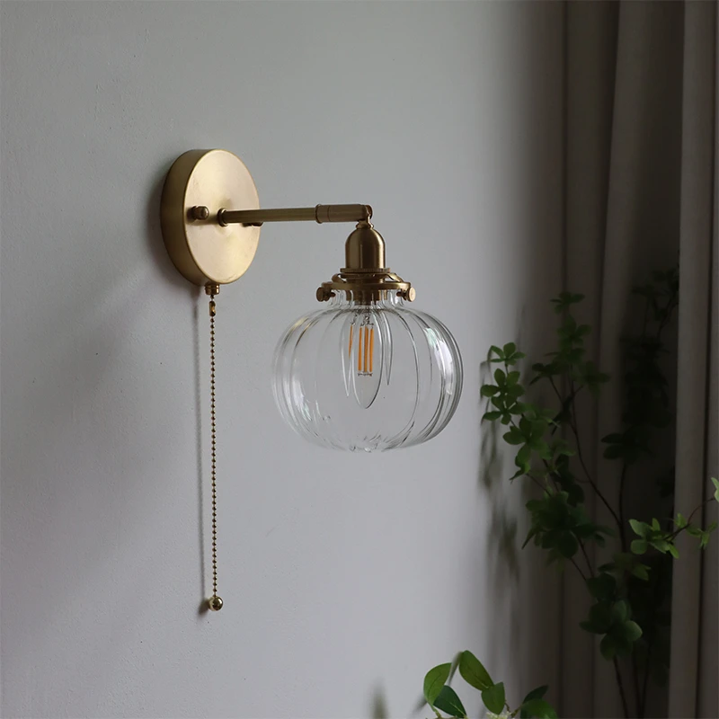 Imagem -04 - Nordic Modern Led Pull Chain Wall Lâmpada Glass Ball Wall Light Sconce Beside Quarto Banheiro Espelho Stair Iluminação Criativa