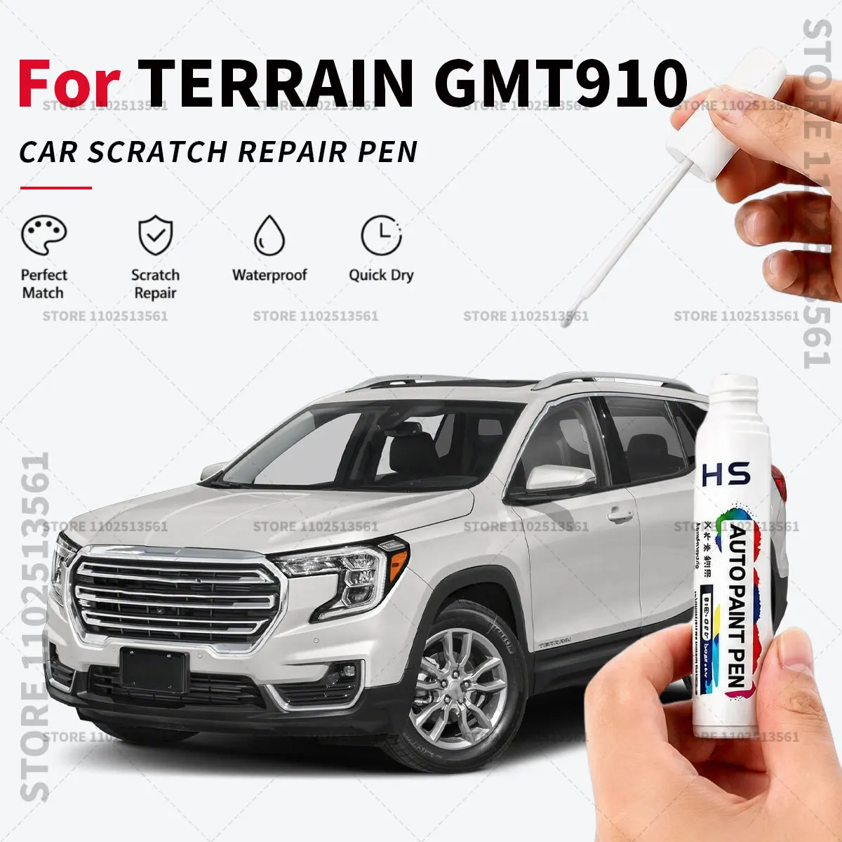 For GMC TERRAIN GMT910 desert sand white ebony twilight Red Touch Up Paint Pen Quick Repair Car Scratch Chip Paint Brush