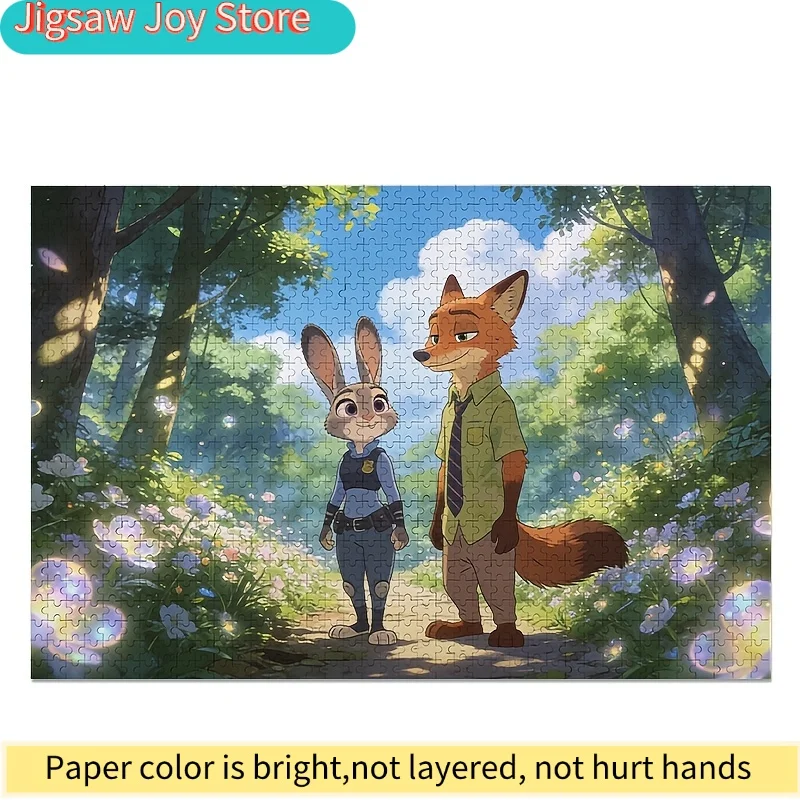 Puzzle de 1000 pièces Disney Zootopia Judy Hopps et Nick Wilde, divertissement familial, casse-tête pour adultes, jeu de puzzle, idéal