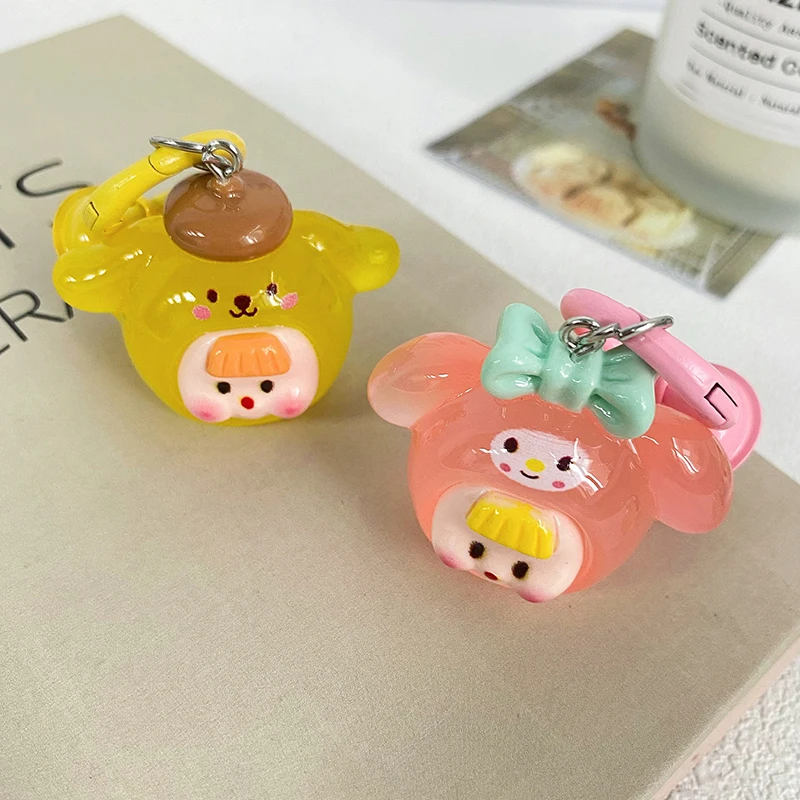 Sanrio Duo Mei-ルミナスキーホルダークロミメロディー,ベルキーリングペンダント,バックパック,カーバッグ装飾,3D, 1個