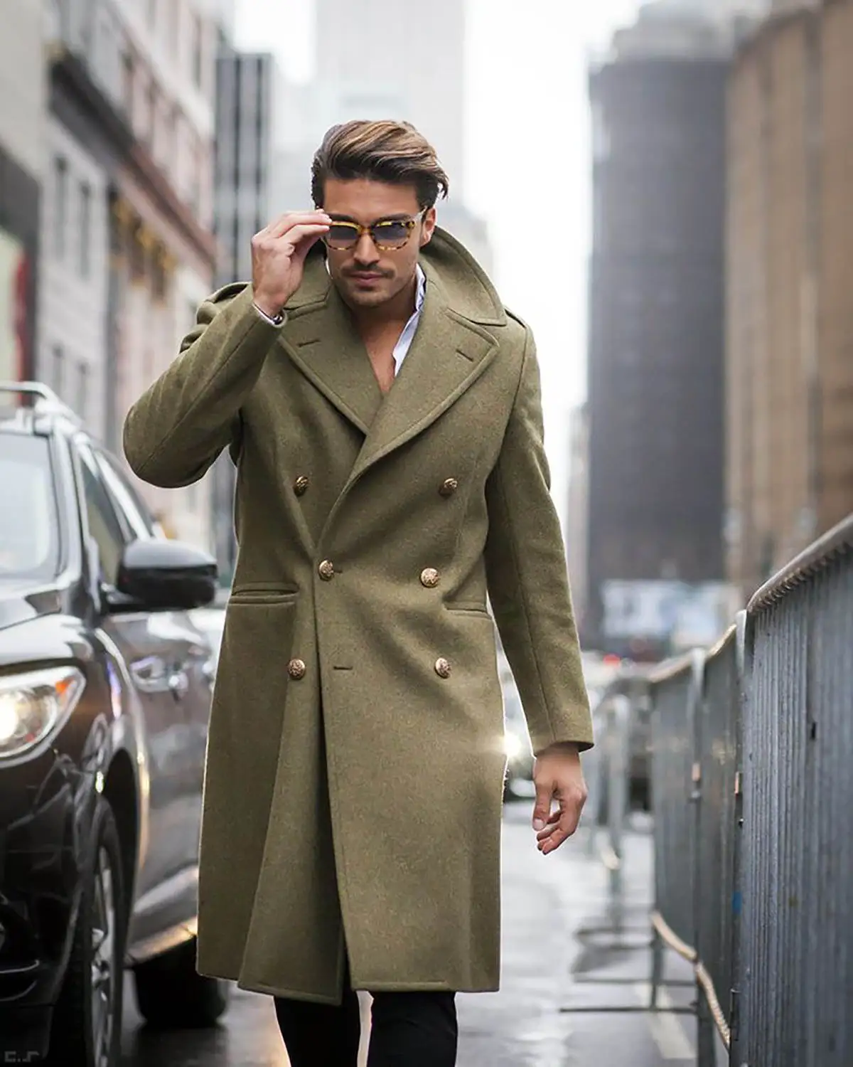 Vintage Smart Casual Woolen Overcoat Men's Thick Plus Double-Breasted Long Coat Casual Winter Business Formal Male Warm Jacket