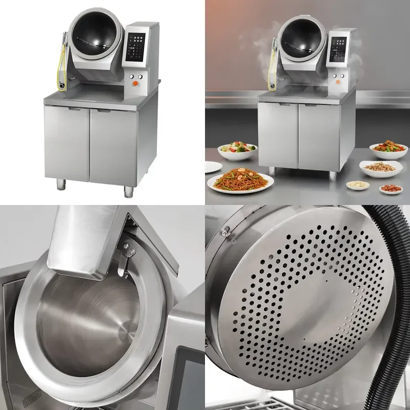 for Automatic Wok Induction Cooker Stir Fry Machine Stainless Steel 5000W Fried Rice Sauce Mixer with Non-stick Pan