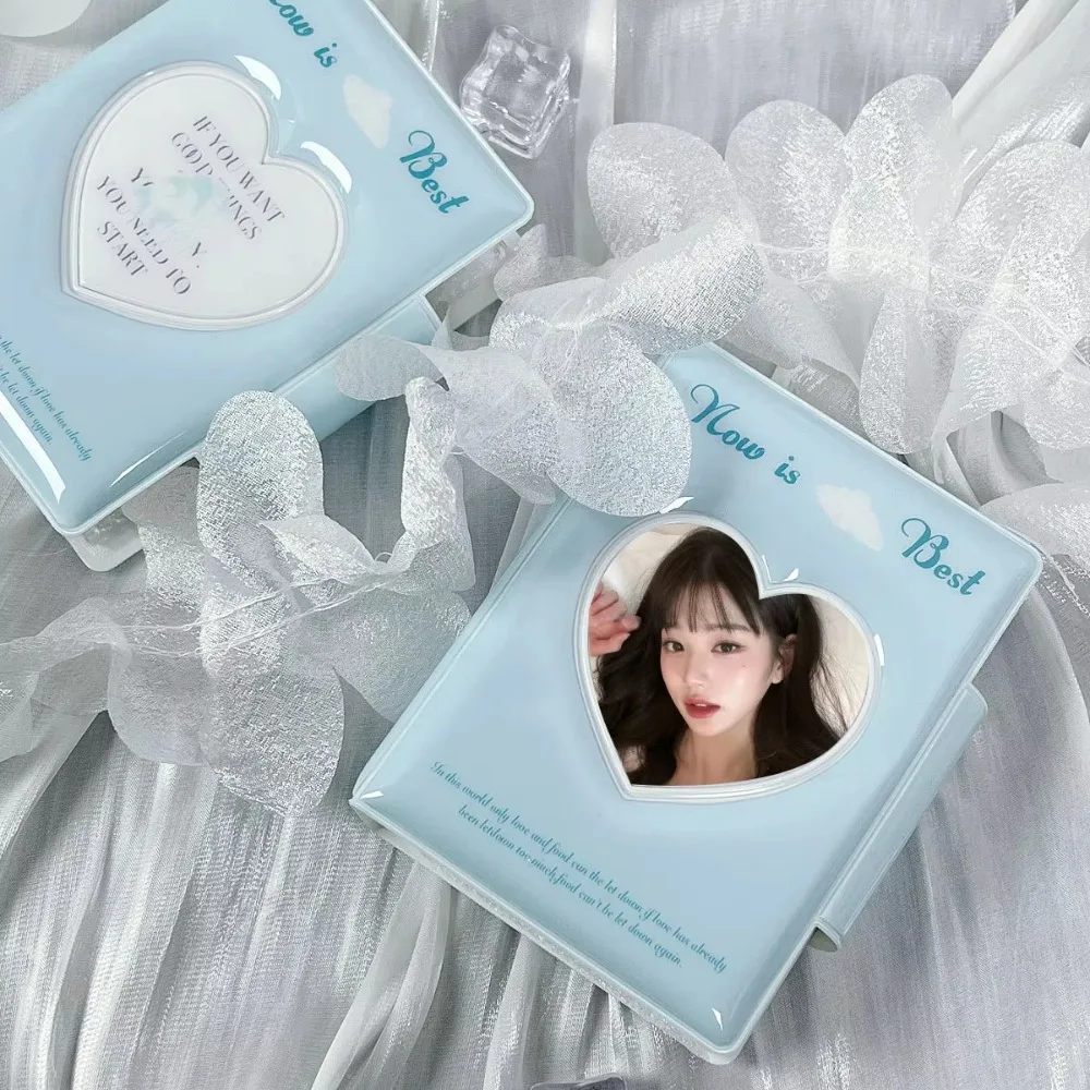 Cute PVC Card Book Heart Shaped Hollow Design 32 Slots Card Binder 3-3.5 Inch Photo Album