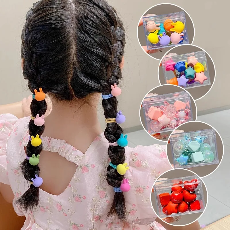 10 Sets of Children\'s Non-damaging Rubber Band Girls\' Hair Tie Headgear Dopamine Headband High Stretch Hair Tie Headband