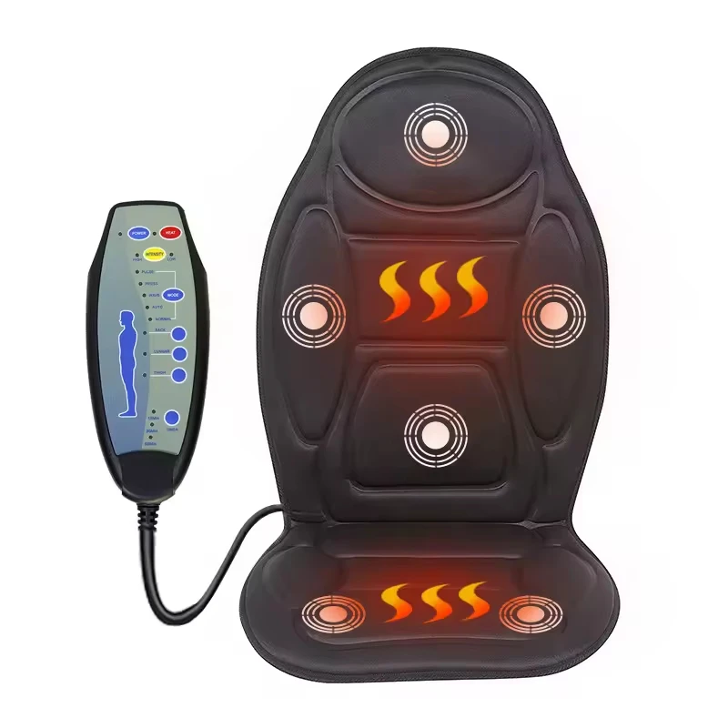 Vibration Back Massager with Heat Seat Massager with 5 Vibrating Motors & 5 Modes Massage Cushion