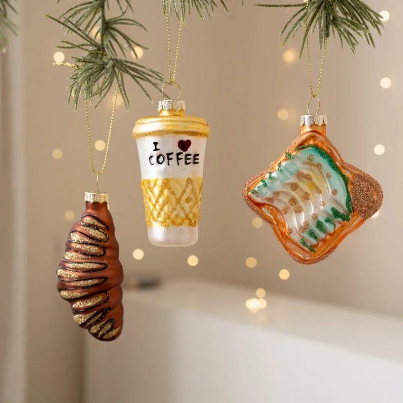 New 3Pcs/Box Christmas Decoration Glass Mold Ball Shaped Ball Pendant Christmas Tree Hanging Decor Perfume Dlock Dancing Shoes