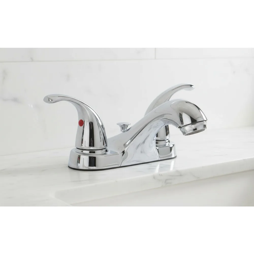 

Polished Chrome Bathroom Faucet 2-Handle Low-Arc Spout WaterSense Certified Easy Installation