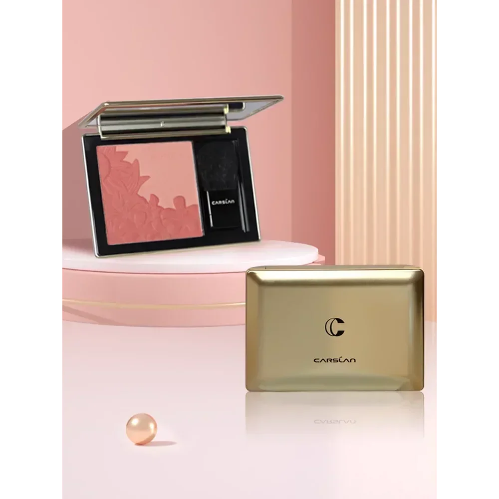 CARSLAN Dual Color Petal Embossed Blush Cheek Face Blusher Powder Matte Long-lasting Natural Contouring Rouge Makeup Cosmetics